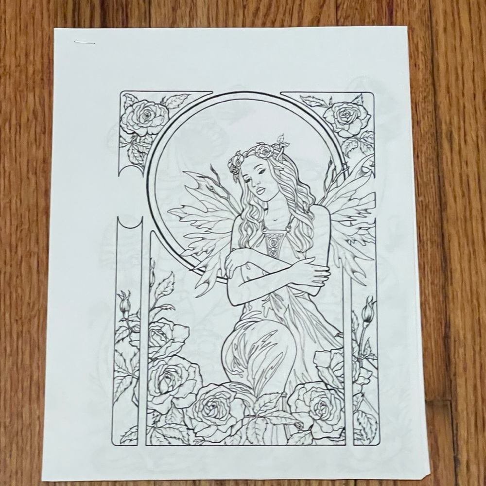 Adult coloring book fairy based